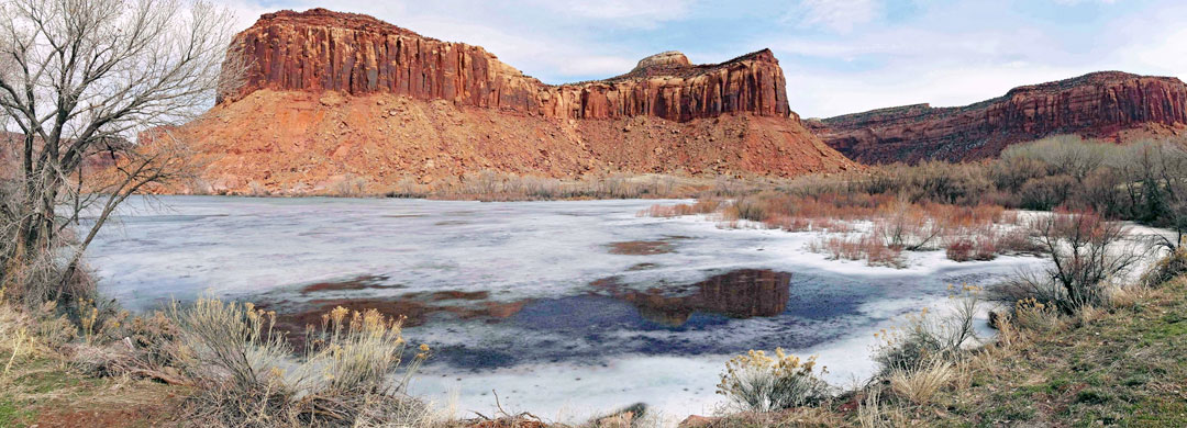 Frozen pool beside Hwy 211