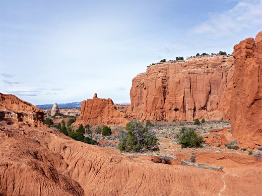 Cliffs and mounds, and Mammoth Geyser