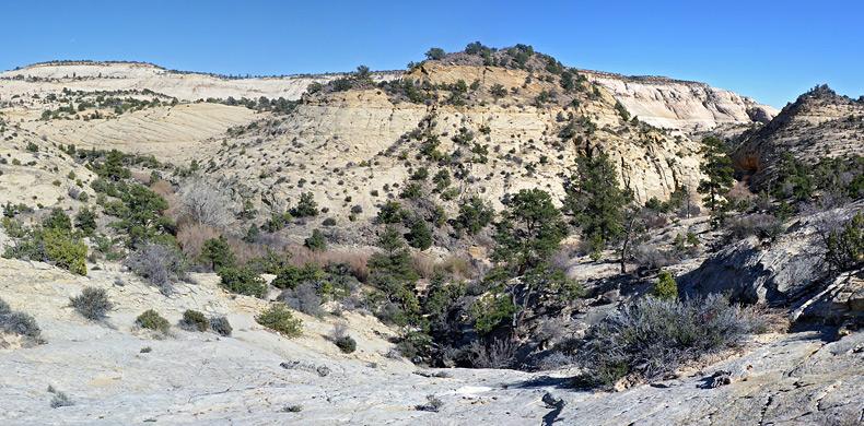 The shallow canyon of Sand Creek