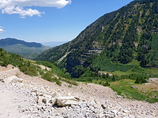 Scree slope on the west side of the canyon
