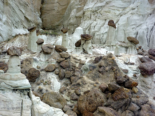 Conglomerate boulders and hoodoos