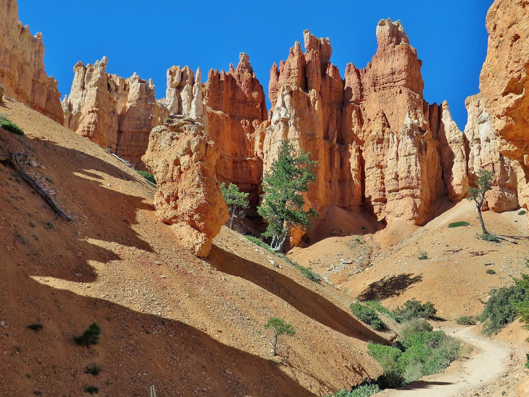 Pinnacles above the path