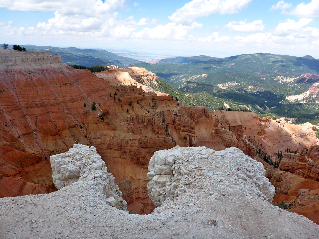 Protruding white rocks