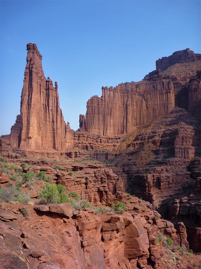 Cliffs and a ravine