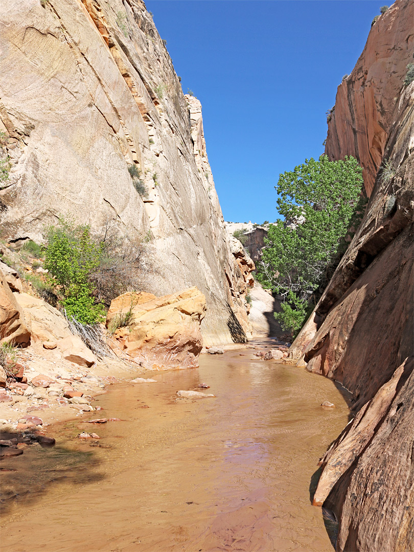 Inclined canyon walls