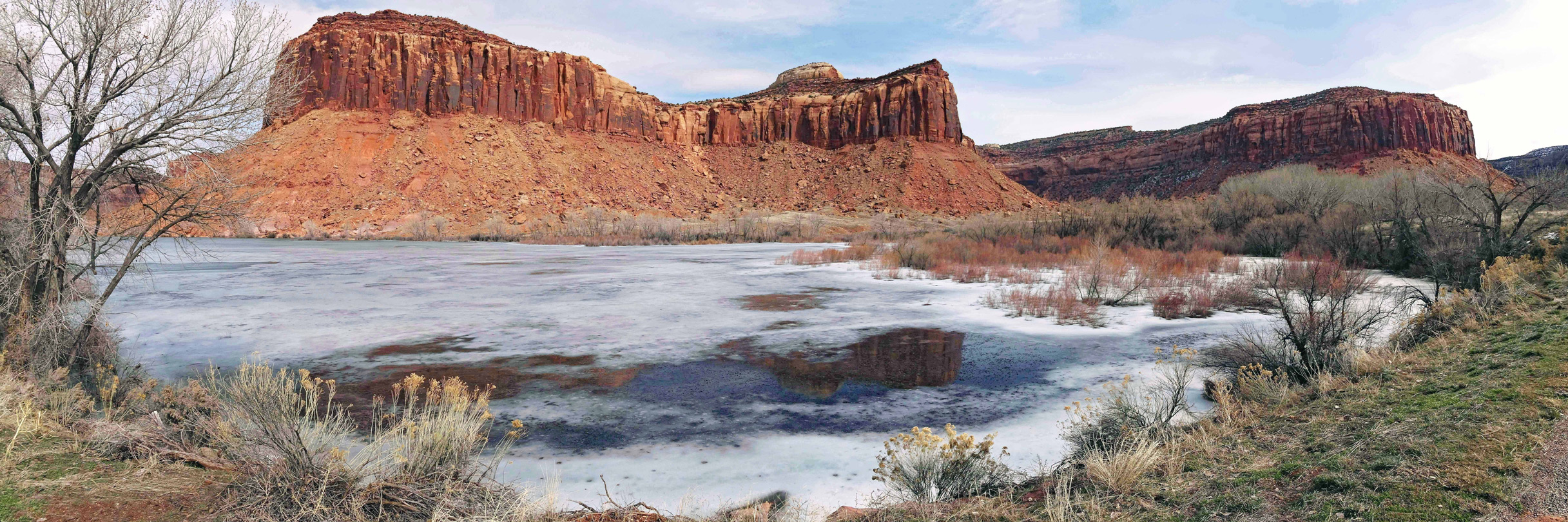 Frozen pool beside Hwy 211