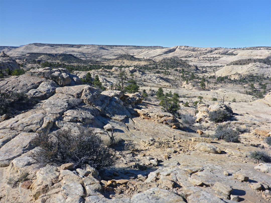 Slickrock below the plateau rim