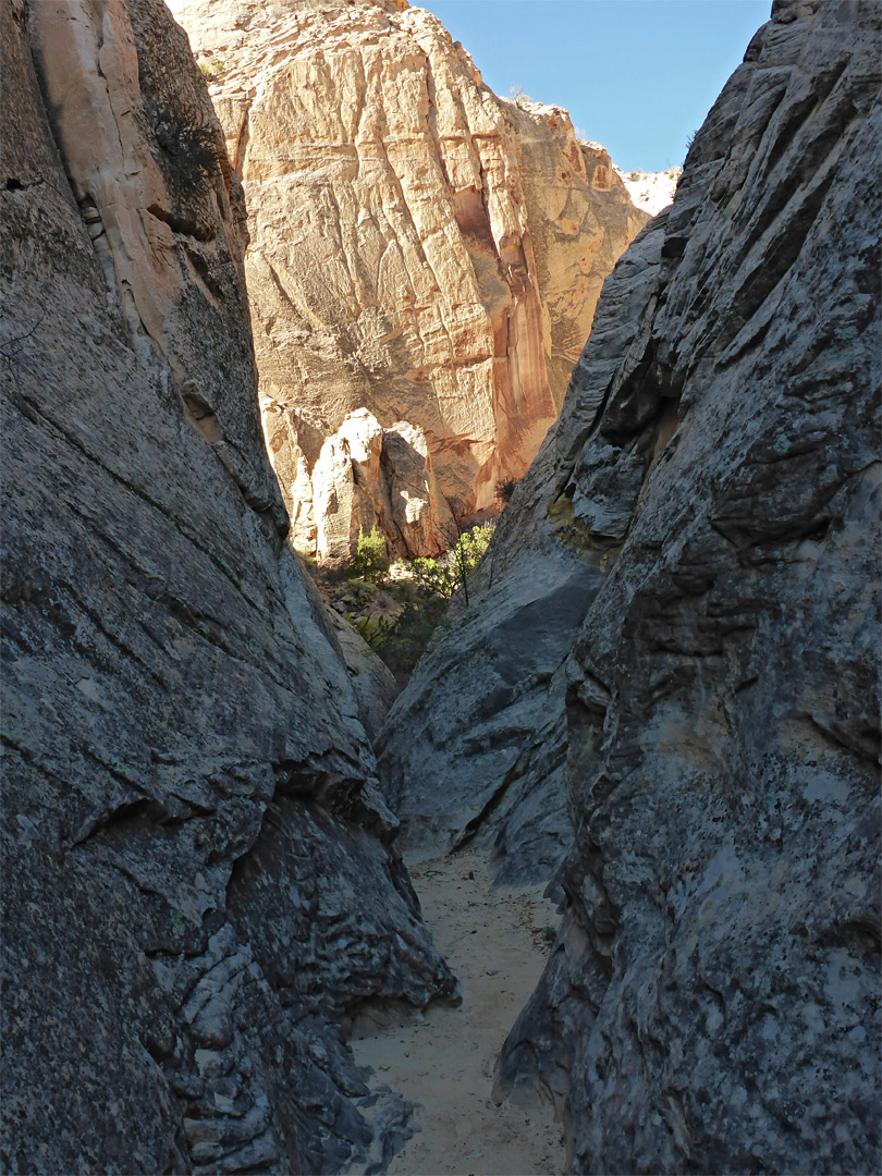 V-shaped ravine