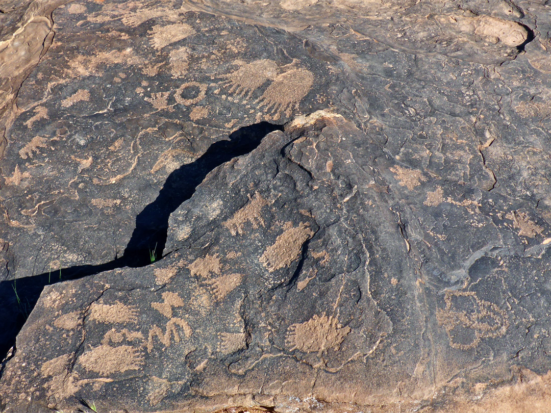 Handprints, and other petroglyphs