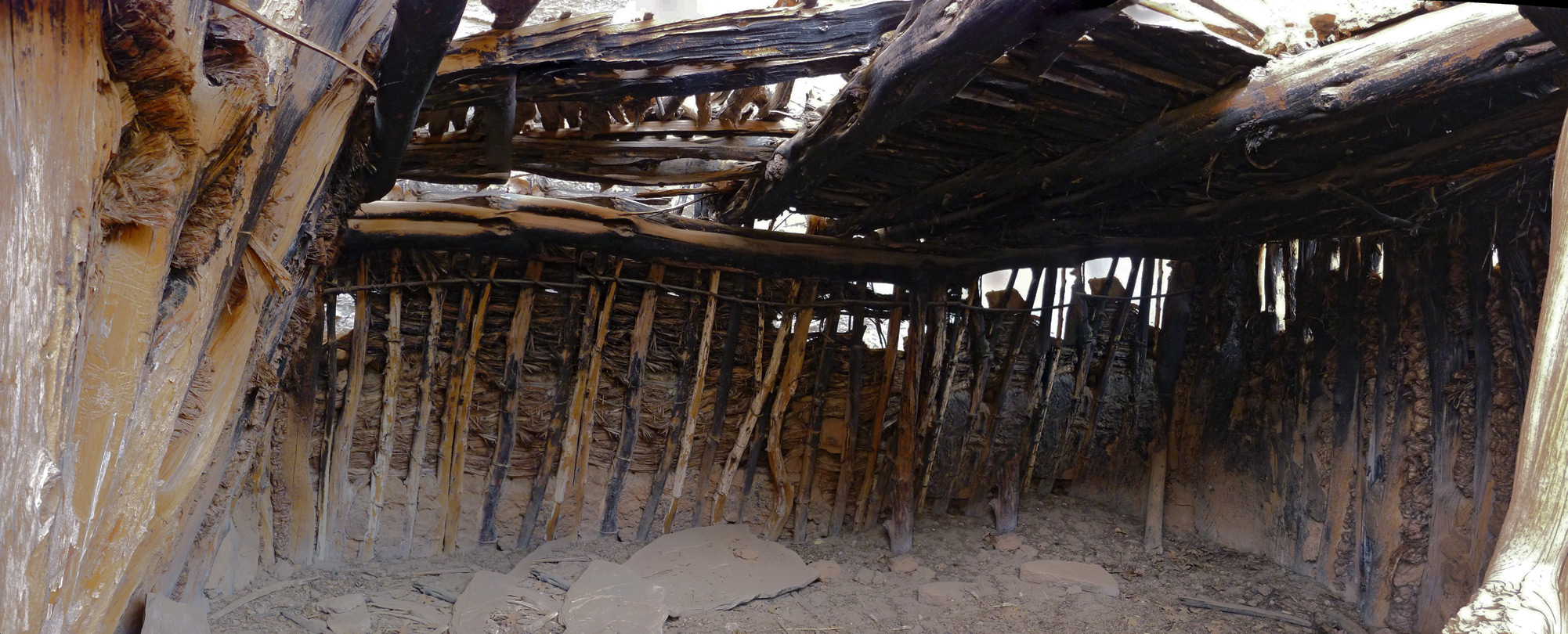 Interior of a long and stone kiva