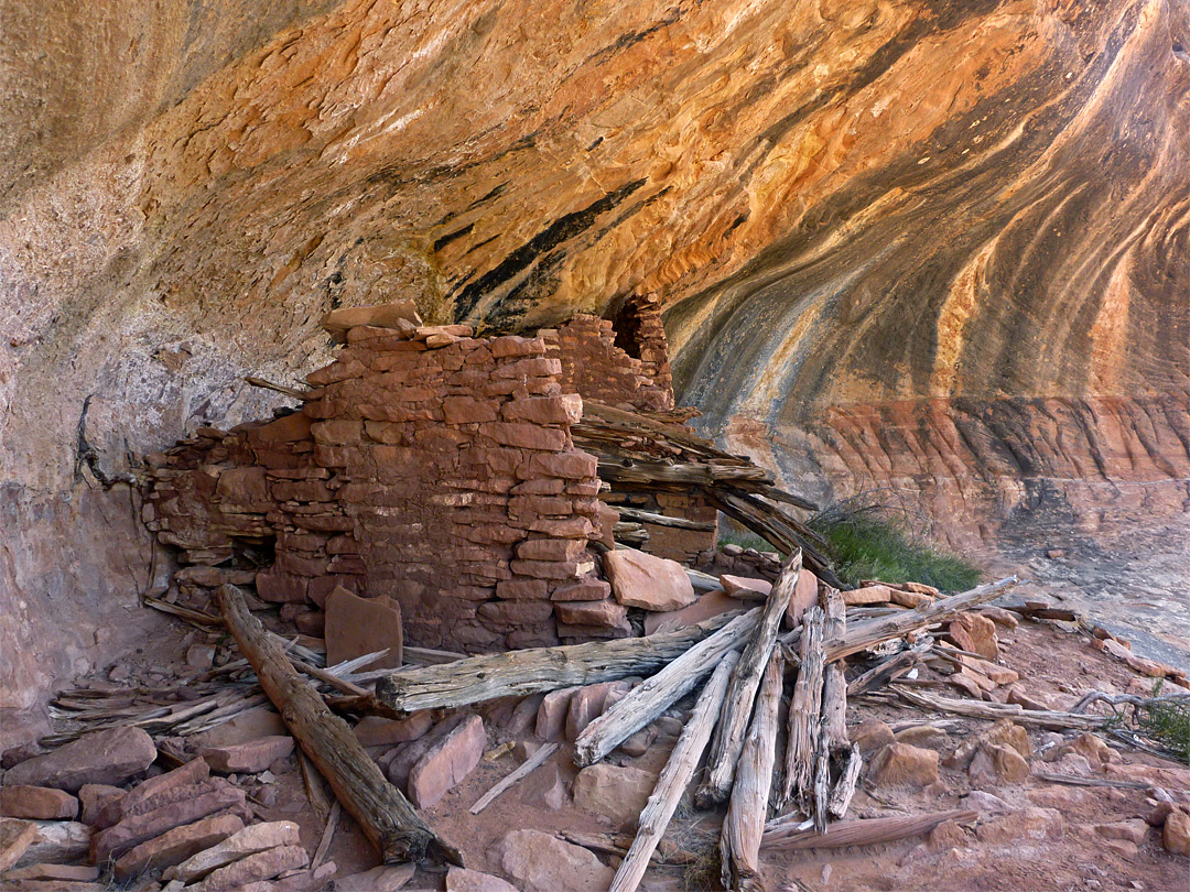 Ruins and roof timbers