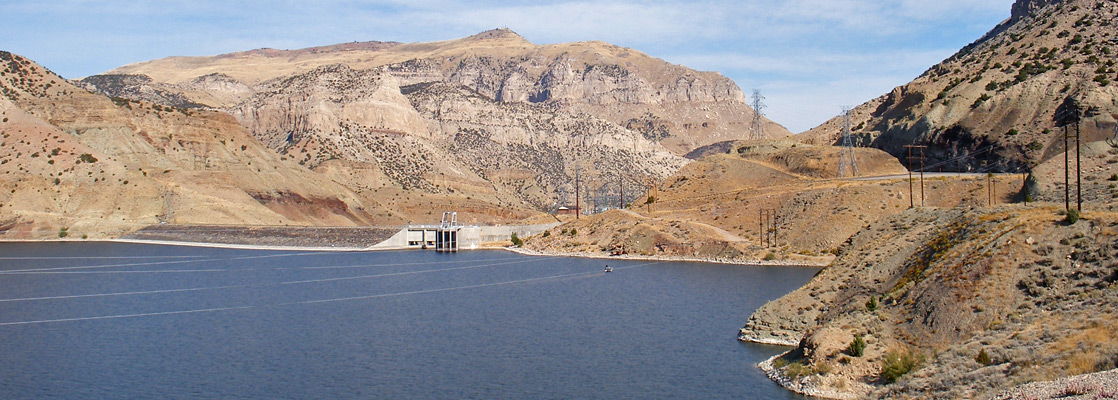 Sandy hills around the north end of Boysen Reservoir