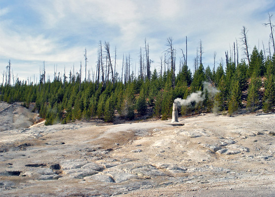 Smoking geyser cone