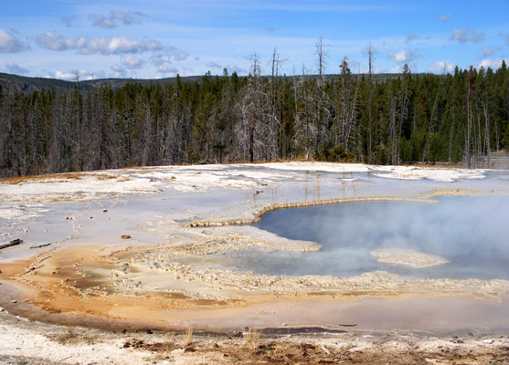 The large, steaming pool of Solitary Geyser