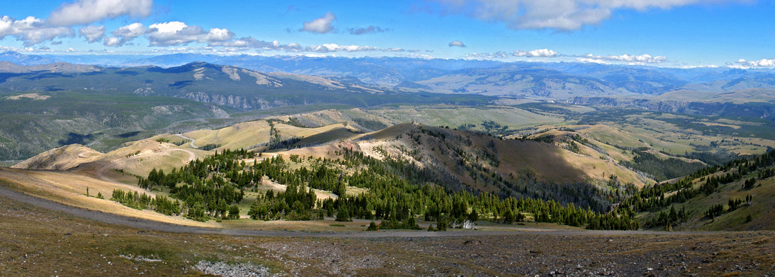 View west from the summit of Mount Washburn