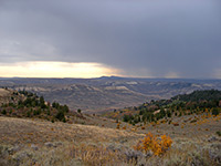 Barren hills to the east