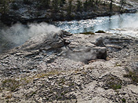 Mortar Geyser and the Firehole River