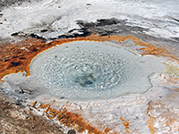 Bubbling, circular pool