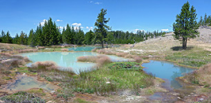 Cloudy, turquoise-blue pools