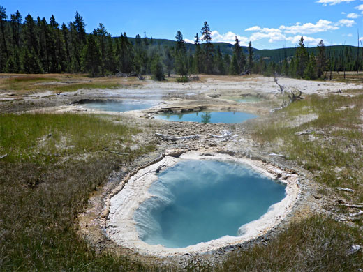 Four blue pools