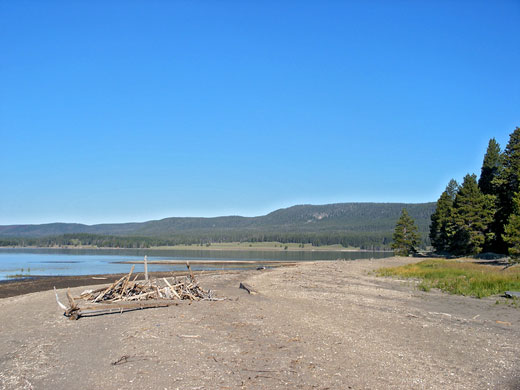 Shoreline to the west